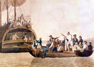 Kapitán William Bligh (1754 - 1817) z Bounty opuštěný svou posádkou. od Unknown artist