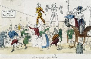 Karneval v Paříži, bulvár des Italians - rytina z 18. století, Carnavalet. od Unknown artist
