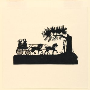 Kočár a koně v siluetě od Unknown artist