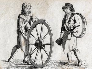 Charron s vozíkovým kolem a učedníkem Rytina z konce 18. století. od Unknown artist