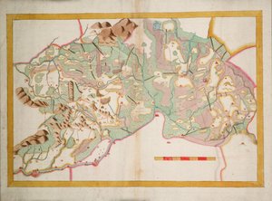 Mapa Leix a Offaly, Irsko, asi 1590 (papír, plátno) od Unknown artist