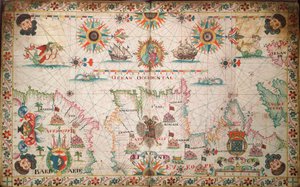 Mapa severovýchodního Atlantiku od Irska po Kapverdy, asi 1600 (rukopis) od Unknown artist