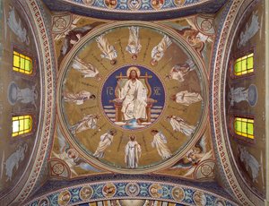 Kristus pantokrator s apoštoly (freska od Unknown artist