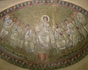 Kristus Zákonodárce s apoštoly, San Lorenzo Maggiore, Milán (mozaika) od Unknown artist