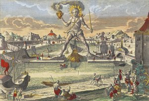 Rhodský kolos - "Rhodský kolos" (Colosso di Rodi) - rytina 18. stol. od Unknown artist