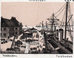 Kodaň (Kodaň), Dánsko: pohled na Toldboden (přístav, přístav). v „“ Svět ilustruje 168 pohledů““ Nedatováno (konec 19. století) od Unknown artist