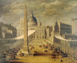 Procesí Božího těla na Svatopetrském náměstí v době papeže Inocence X., cca 1646, od neznámého umělce, olej na plátně od Unknown artist