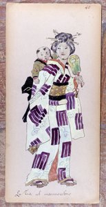 Costume de la zia con il marmocchio (Dítě) pro inscenaci Madame Butterfly Giacoma Pucciniho z roku 1904.Sbírka Museo della Scala v Miláně. od Unknown artist