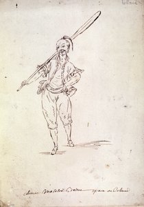 Kostým pro postavu Rolanda ve stejnojmenné opeře skladatele Niccolo Vita Piccinniho (neboli Picciniho) (1728-1800) podle libreta Jeana Francoise Marmontela (1778). Kresba konce 18. století od Unknown artist