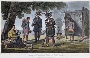 Kostýmy usazených indiánů Severní Ameriky, Heriot, George (1766-1844) od Unknown artist