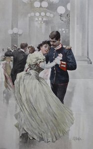 Pár tančí na vánoční ples od Unknown artist