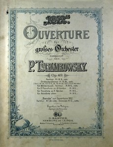 Obálka úvodní partitury „Rok 1812“““ opus 49 Piotra nebo Petra Iljiče Čajkovského (nebo Čajkovského nebo Čajkovského nebo Čajkovského od Unknown artist