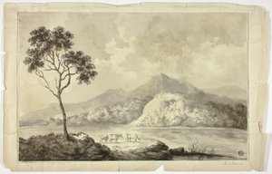 Krávy u horského jezera od Unknown artist