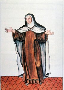 Každodenní život a zvyky Peru: "" Carmelite dechaussee "" Akvarel převzat z knihy "" Trujillo del Peru " " od Baltasara Martineze Companona y Bajandy, biskupa z Trujillo (1782-1785). Madrid 18. století. Biblioteca del Palacio Real od Unknown artist