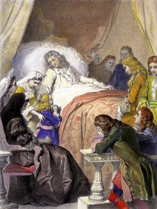 Smrt Ludvíka XIV. (1638-1715), francouzského krále, 1. září 1715 ve Versailles a budoucí Ludvík XV. (1710-1774). od Unknown artist