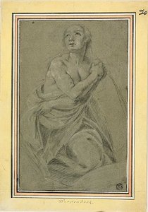 Zahalený klečící ženský akt od Unknown artist