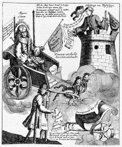 Holandský satirický tisk proti Johnu Lawovi (1671-1729), na případu Mississippi od Unknown artist