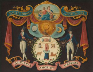 Znaky lóže Royal Crown č. 22, asi 1810-15 (olej na desce) od Unknown artist