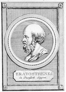 Eratosthenes (275 př. n. l. - 195 př. n. l.) matematik, astronom, geograf a básník. Portrét poté: „Galerie starých Řeků a Římanů“, sv. II. Poschiavo 1784. od Unknown artist