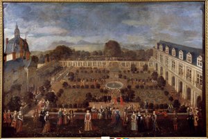 Hostina ve Dóžecím paláci v roce 1673 pro pobyt krále Ludvíka XIV. a jeho dvora. Anonymní malování od Unknown artist