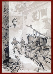 Hasiči: výjezd stanoviště - grav., n.d. od Unknown artist