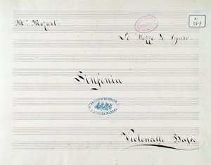 První strana partitury pro violoncello v Le nozze di Figaro, opera Mozart (19. století) od Unknown artist