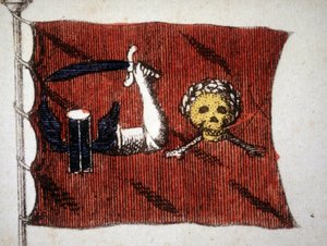 Vlajka barbarských pirátů, rytina z konce 18. století. od Unknown artist