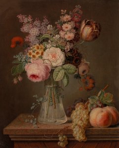 Kus květiny ve skleněné váze od Unknown artist