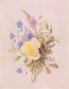 Květiny se žlutou růží od Unknown artist