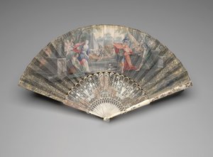Skládací vějíř s Jeftou, která se setkala se svou dcerou, kolem 1740-50 od Unknown artist