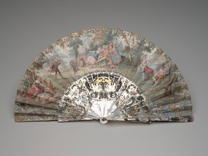 Skládací vějíř s pastorační scénou, cca 1740-50 od Unknown artist