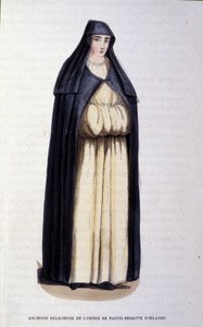 Bývalá jeptiška Řádu svaté Brigity z Irska. Rytina z alba o řeholních řádech, Paříž od Unknown artist