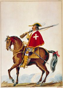 Francouzský Armee: De Valmont, mušketýr gardy kardinála Richelieu. Rytina 17. století. Paříž, BN od Unknown artist