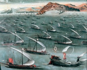 Francouzská flotila u města Janov (malba od Unknown artist