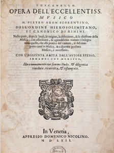 Frontispice of Toscanello v hudbě Pietra Arona od Unknown artist