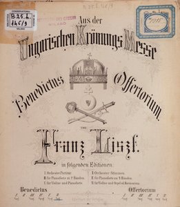Frontispice partitury Maďarská korunovační mše od Liszta (19. století) od Unknown artist