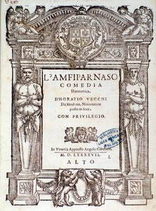 Frontispis z madrigalové komedie Amfiparnaso od Orazia Vecchiho od Unknown artist