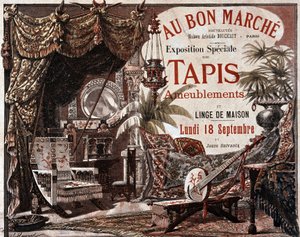 Nábytek a nábytkové koberce - reklama obchodu „“Le bon marche“, konec 19. století. od Unknown artist