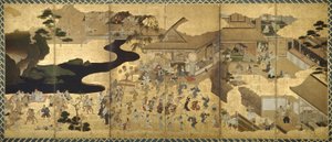 Žánrové scény (Fūzoku byōbu) od Unknown artist