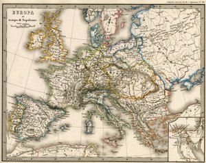 Zeměpisná mapa Evropy v době Napoleona I. V „Atlante Storico Geografico“ od K. von Srunera od Unknown artist