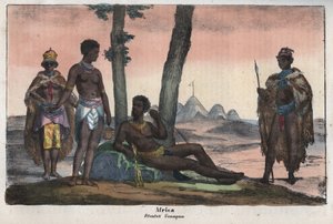 Gonqui Hottentots z Cape - rytina z „“ Zvyků a tradic všech národů vesmíru. Tedy Dějiny vlády, zákonů, milicí, náboženství všech národů od nejvzdálenějších dob až po současnost „1856 od Unknown artist