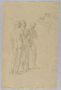 Skupina tří mužských aktů od Unknown artist