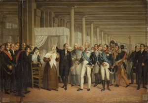 Guillaume Dupuytren (1777-1835) v Hôtel-Dieu představuje Karlu X. operaci oka, asi 1825 (olej na plátně) od Unknown artist