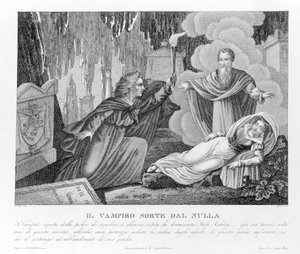 Nebeská pomsta – podle nového „“The Vampire““ připisovaná nejprve lordu Byronovi (1788-1824), anglickému básníkovi. pak jeho sekretářce Polidori. 1816. od Unknown artist