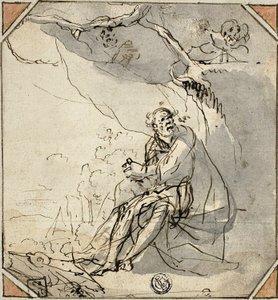 Svatý poustevník v jeskyni od Unknown artist
