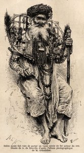 Hindu přísahal, že bude mít na krku velký železný kruh. Rytina pro ilustraci plavby v poledníkových provinciích Indie od Alfreda Grandidiera v letech 1862-1864, publikovaná v „” le tour du monde””, pod vedením D