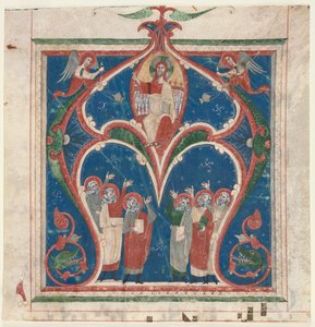 Historická iniciála (A) vyjmuta z antifonáře: Kristus ve majestátu s proroky od Unknown artist