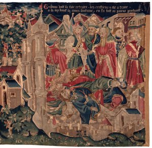 Historie Saint Piat a Saint Eleuthère, scéna 14: Mor ničí město Tournai. od Unknown artist