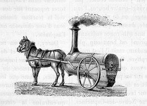Kůň táhnoucí parní stroj - v „The Wonders of Industry““ od Figuiera od Unknown artist