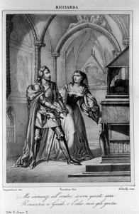 Ilustrace ke scéně 2 dějství II „Ricciarda““ od italského básníka a dramatika Ugo Foscolo (1778-1827) 19. století od Unknown artist